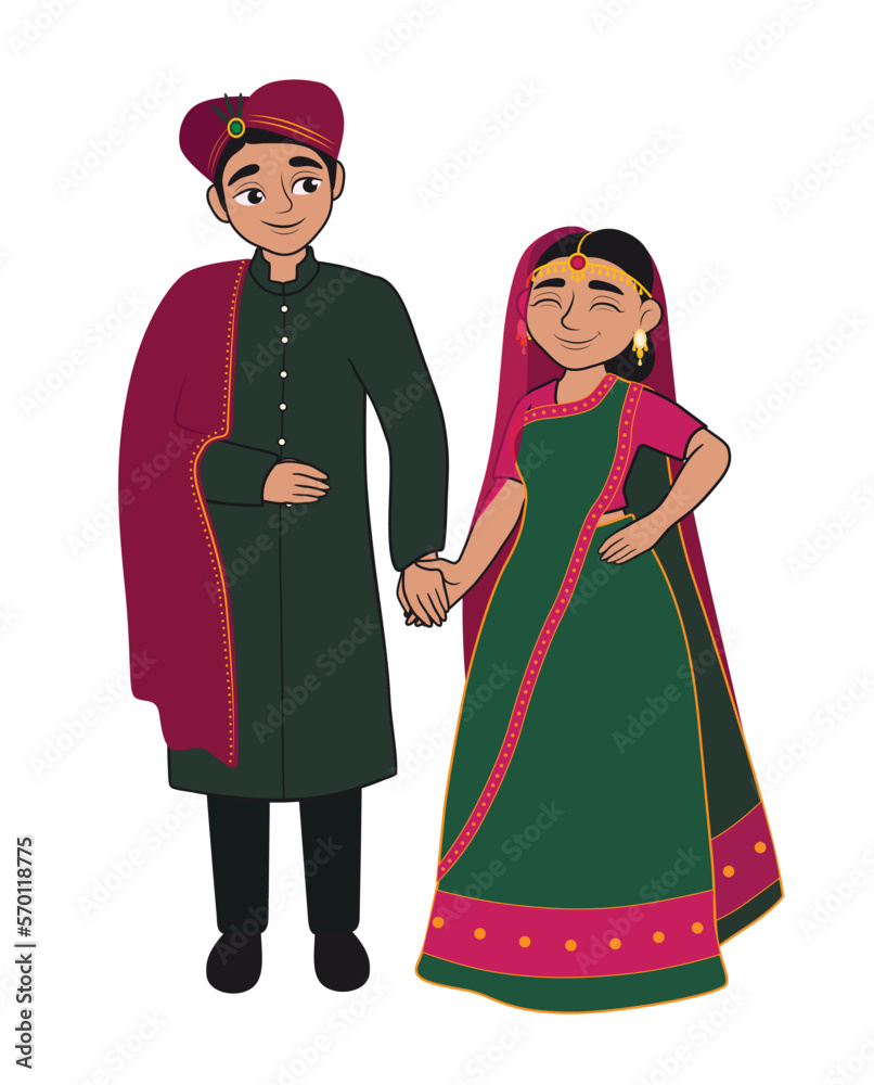 Beautiful Hindu couple on white background