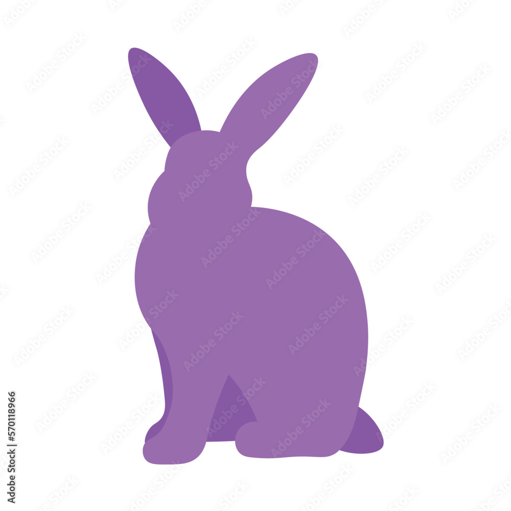Cute purple bunny on white background