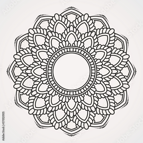 mandala decorating curved petals. mandala ornament with tranquility of the moon image