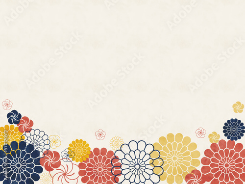 梅と菊の和柄花背景