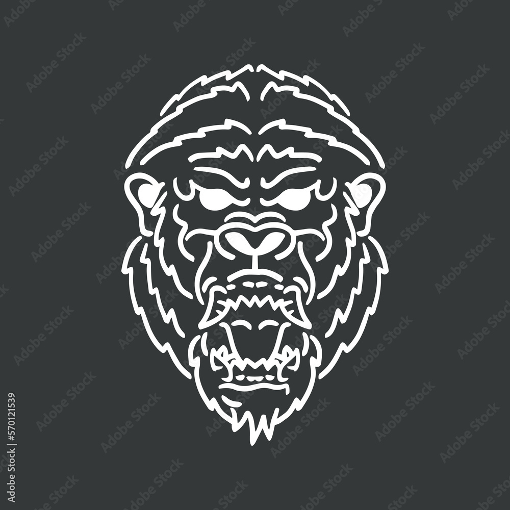 Kong Head outline vector logo illustration Kong Head outline vector logo illustration