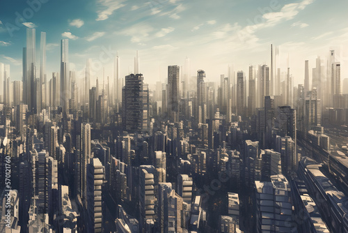 Contemporary Urban Landscape  Cityscape with Tall Buildings  generative ai