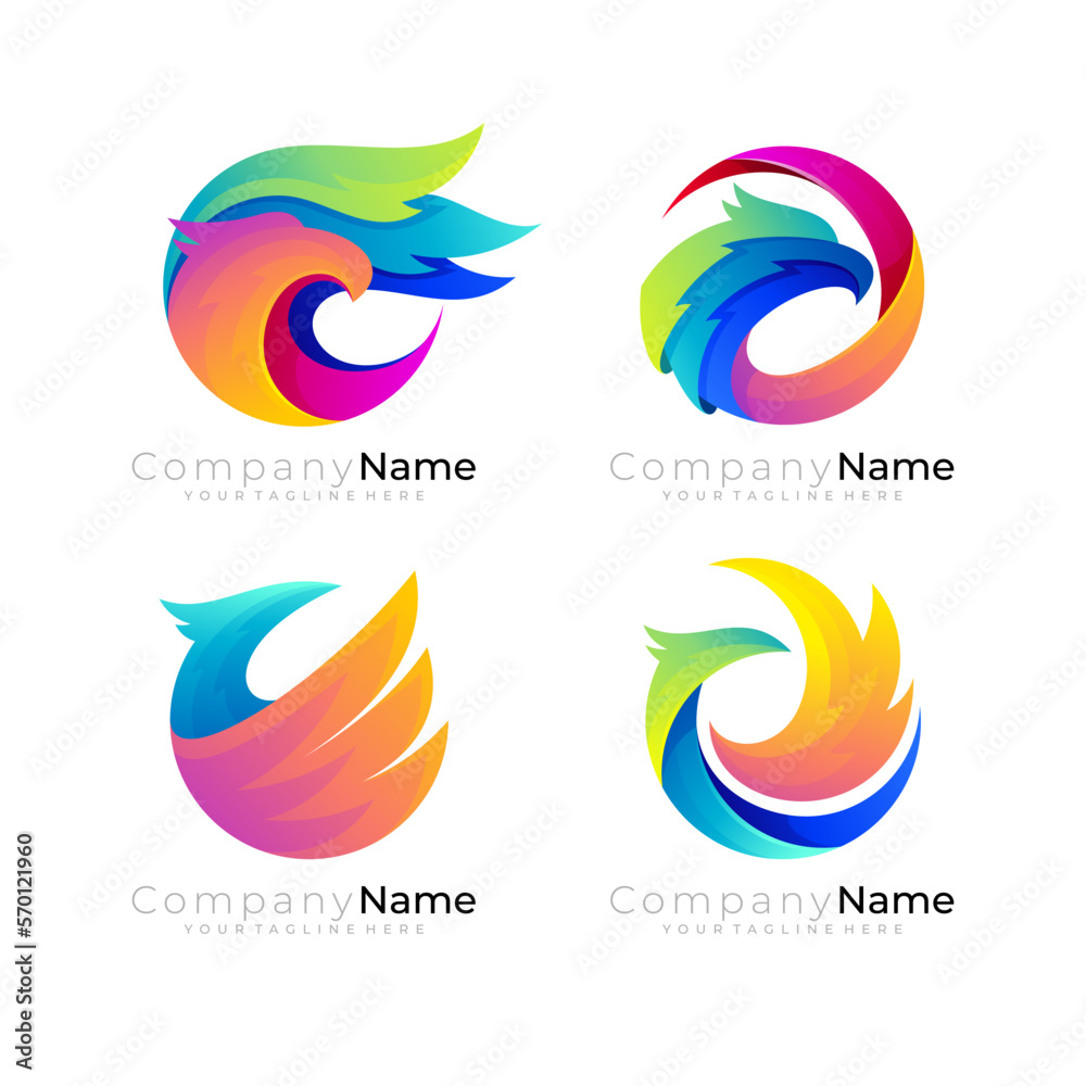 eagle logo with circle design colorful, 3d style logos eagle logo with circle design colorful, 3d style logos