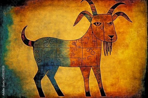 Goaty Glee: A Whimsical Illustration of the Chinese Zodiac Sign of the Goat photo