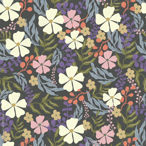 Seamless floral pattern for fabric and textile. Surface vector pattern design