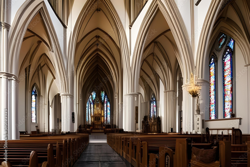 Fototapeta premium interior of church. church concept. church interior. church. interior. AI generated.