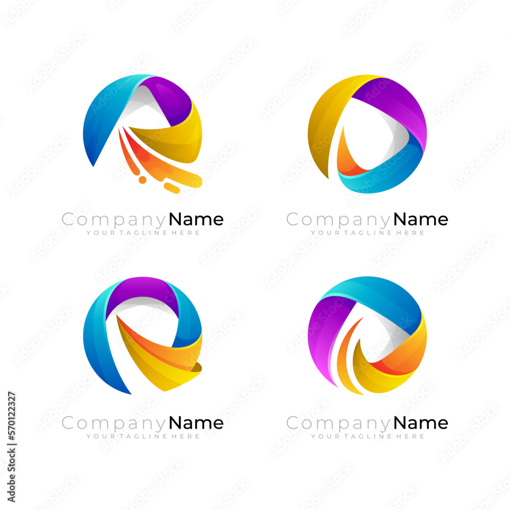 Abstract circle logo with modern design template, set logos