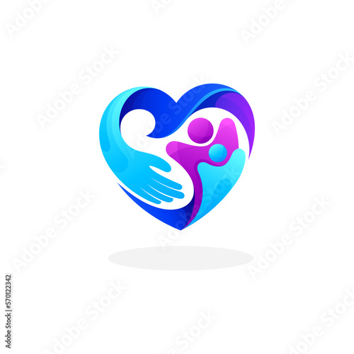 Love logo and people care design community, charity logos