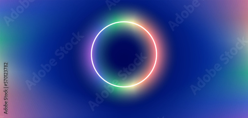 Set of glowing neon color circles round curve shape, aurora circle center of aurora around on the dark blue background.with circular shapes for logos.