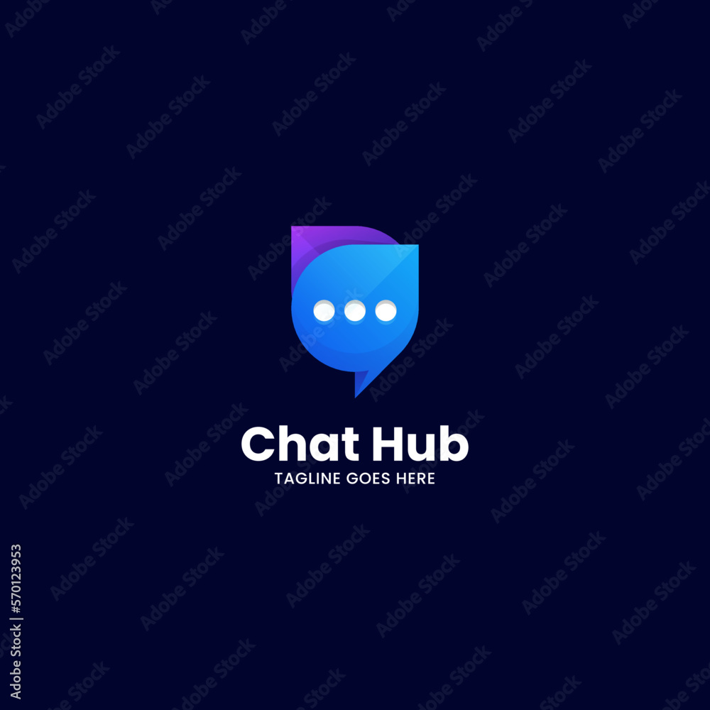 Vector Logo Illustration Chat Hub Gradient Colorful Style.
