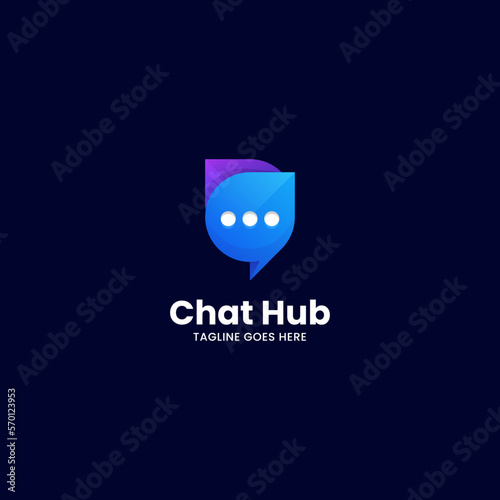 Vector Logo Illustration Chat Hub Gradient Colorful Style.