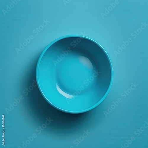blue bowl plat in simple flat blue background minimalist design concept generative ai