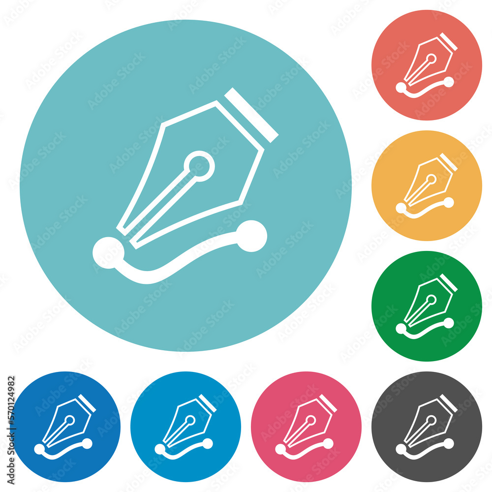 Drawing vector curve with pen tool outline flat round icons Stock ...