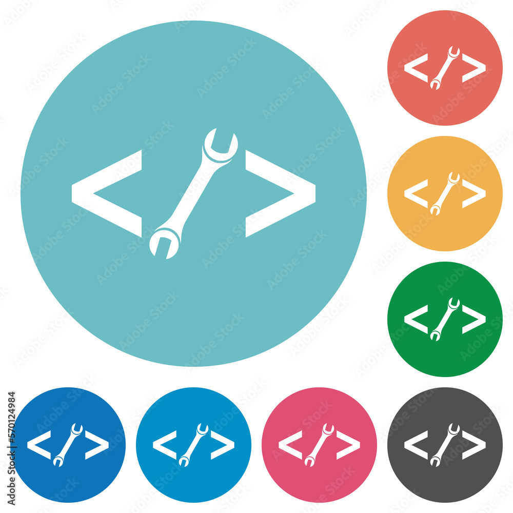 Web development with wrench flat round icons Web development with wrench flat round icons