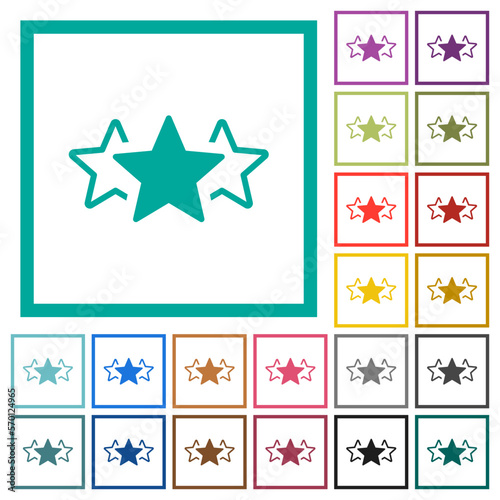 Three star rating alternate flat color icons with quadrant frames