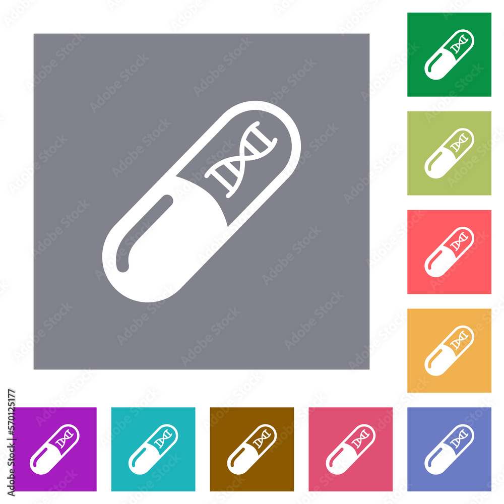 Medicine with dna molecule square flat icons Medicine with dna molecule square flat icons