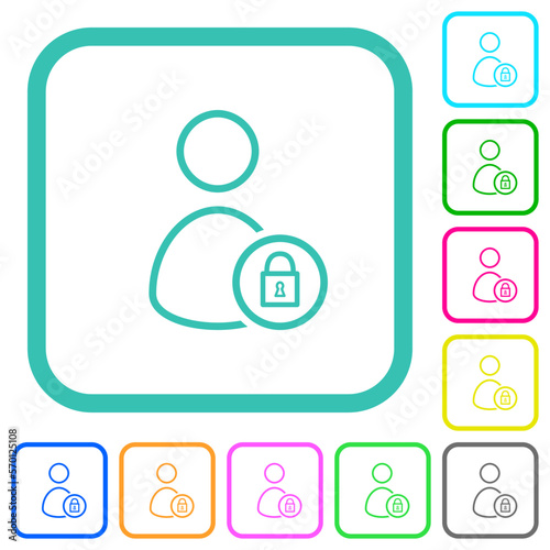 Lock user outline vivid colored flat icons