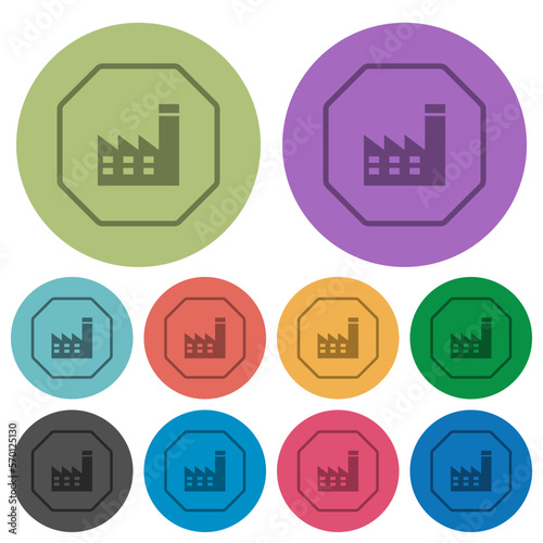 Octagon shaped power plant sanction sign outline color darker flat icons