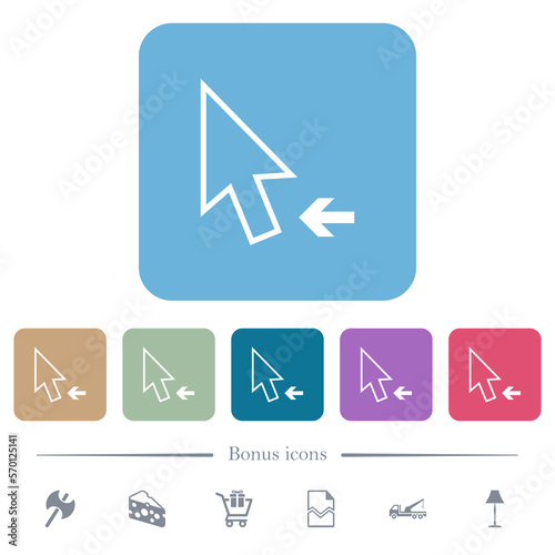 Arrow cursor left outline flat icons on color rounded square backgrounds photo