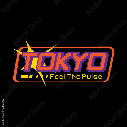 Tokyo japan y2k streetwear style colorful slogan typography vector design icon illustration. Kanji translation Tokyo. Tshirt, poster, banner, fashion, slogan shirt, sticker, flyer