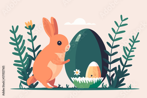 easter bunny with eggs