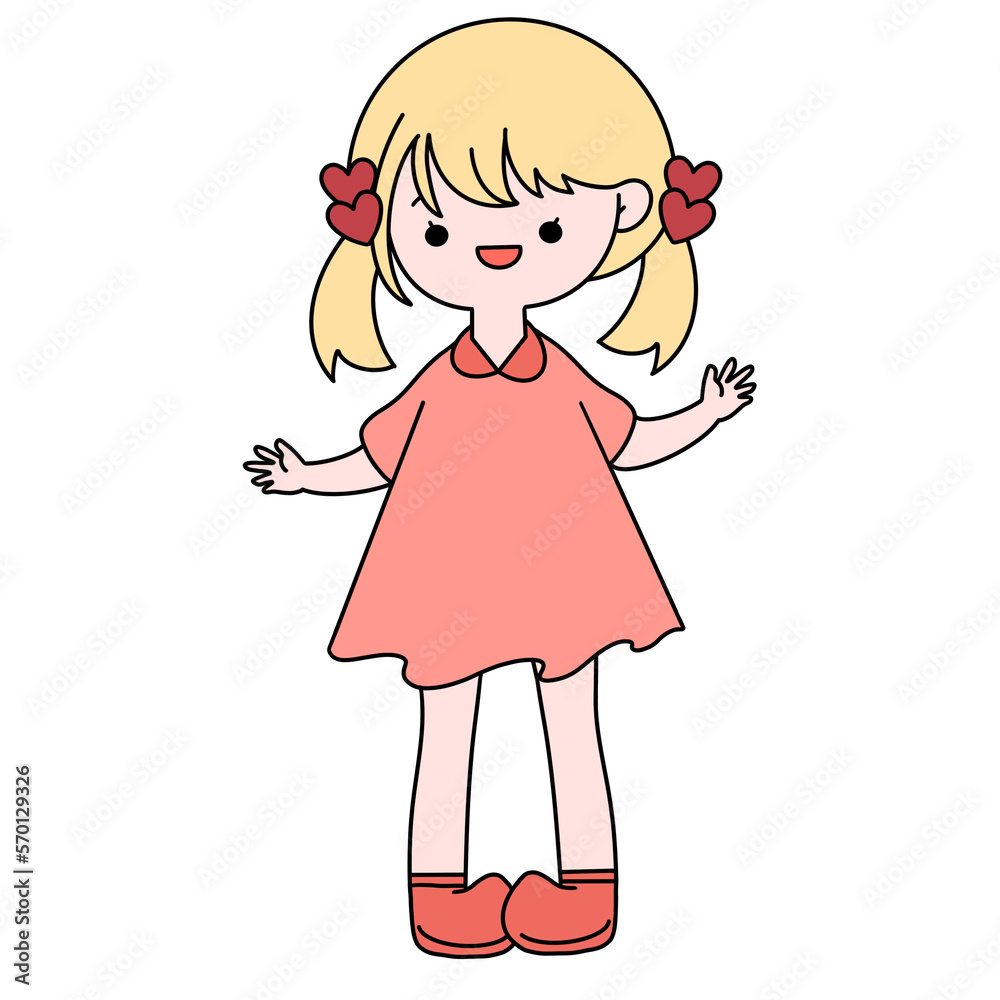 Happy valentines day happy girl color illustration. Happy valentines day happy girl color illustration.