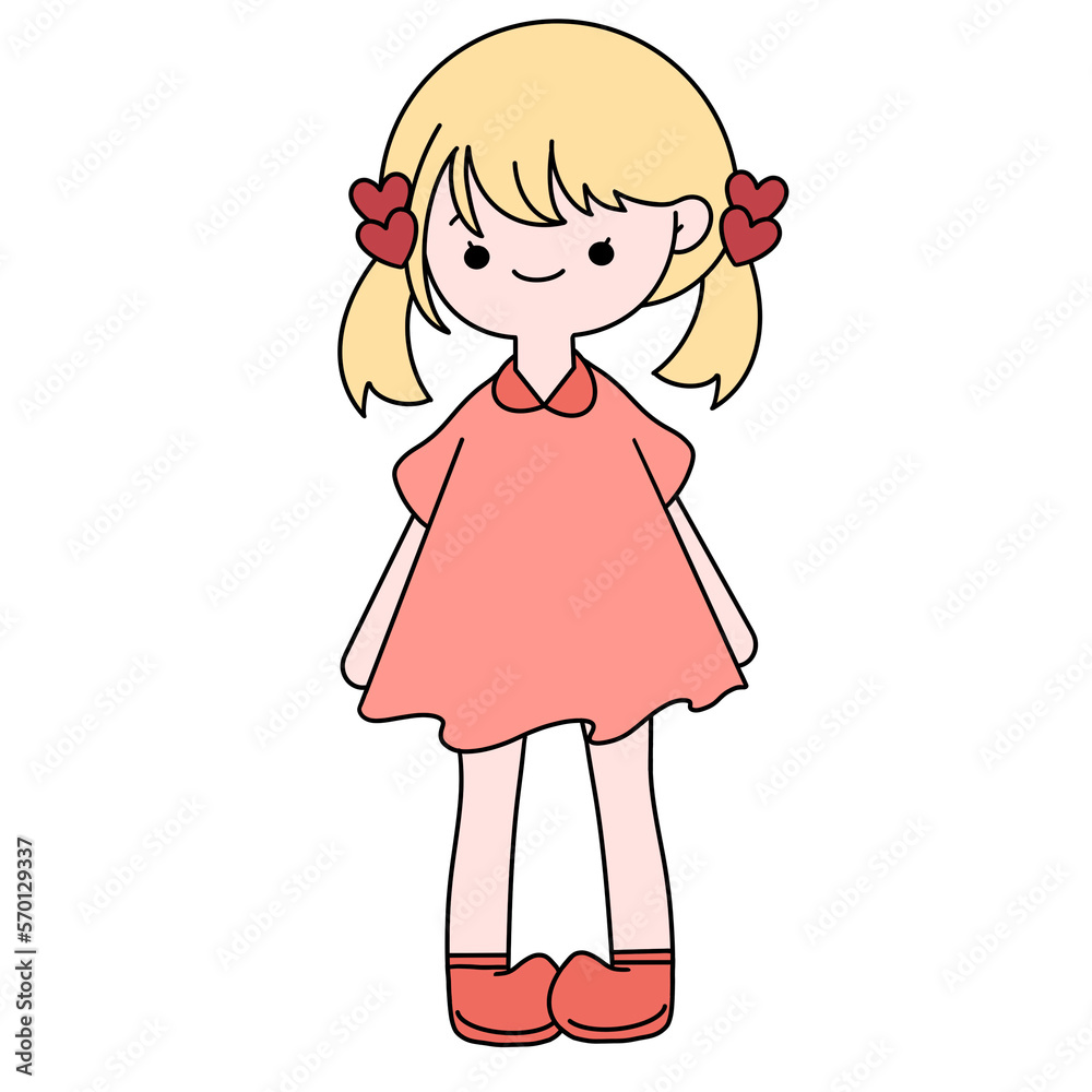 Happy valentines day happy girl color illustration. Happy valentines day happy girl color illustration.