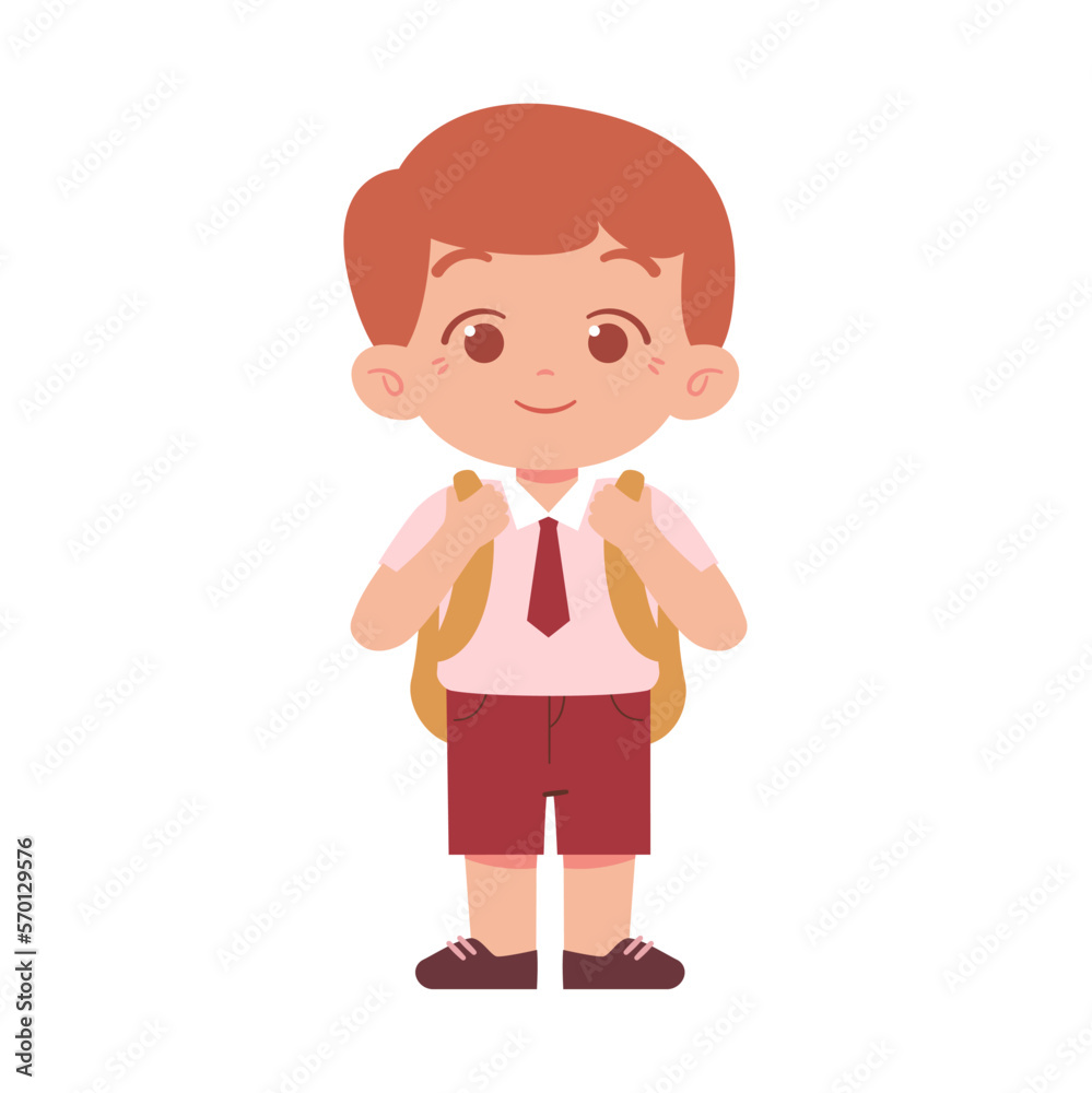 Little boy character. Elementary School Kids Wearing Uniform Illustration