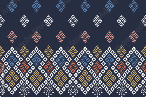 Cross stitch colorful geometric traditional ethnic pattern Ikat seamless pattern abstract design for fabric print cloth dress carpet curtains and sarong Aztec African Indian Indonesian 