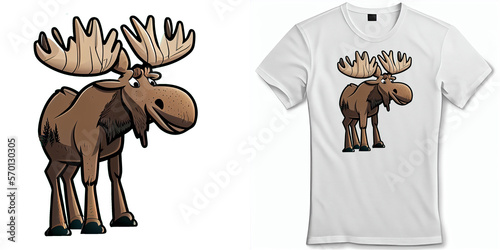 Moose Cartoon T-Shirt Design photo