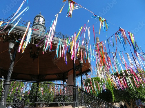 traditional mexican plaza with decorations