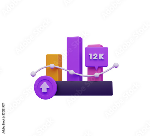 3d Financial icon. Data analyst or financial report cart. 3d render icon for finance