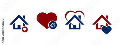 dream house icon vector illustration. house with love in flat style concept - stock vector.