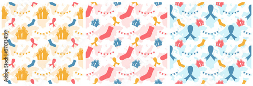 World Down Syndrome Day Seamless Pattern Design in Template Hand Drawn Cartoon Flat Illustration
