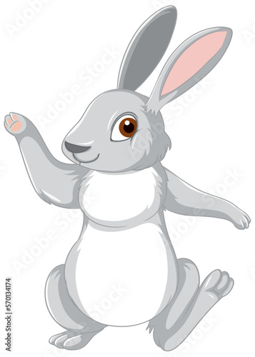 Cute grey rabbit cartoon character