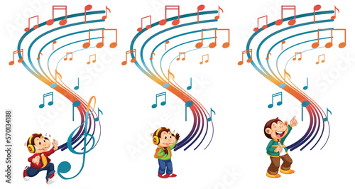Monkey cartoon character with music note