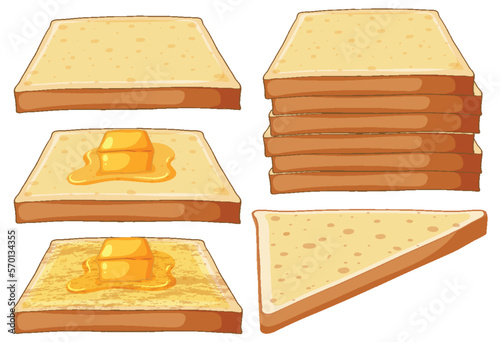 Many white breads with butter collection