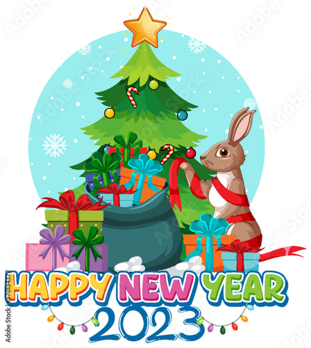 Happy new year 2023 with rabbit banner design