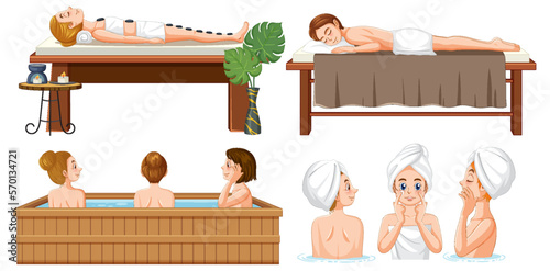 Set of relaxed Woman at spa