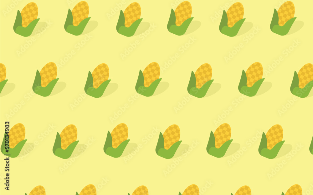 Flat design of maize in seamless pattern. vector illustration. wallpaper. healthy. vegan. corn. texture. isolated background