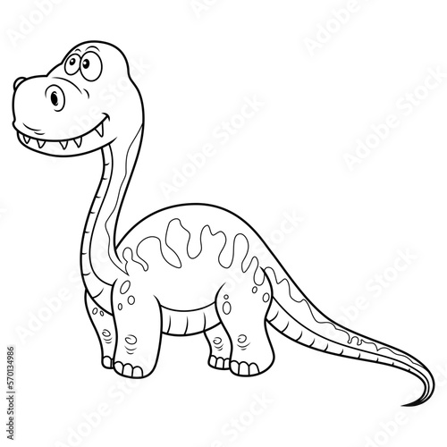 Cartoon funny baby brontosaurus dinosaur