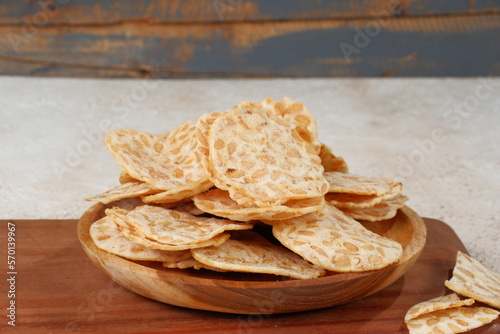 Keripik Tempe or Tempeh Chips, Favorite Cracker from Indonesia photo