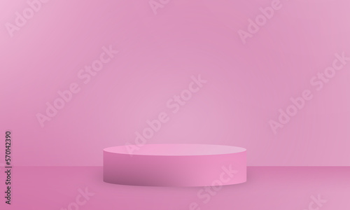 pink blank podium with soft gradient background