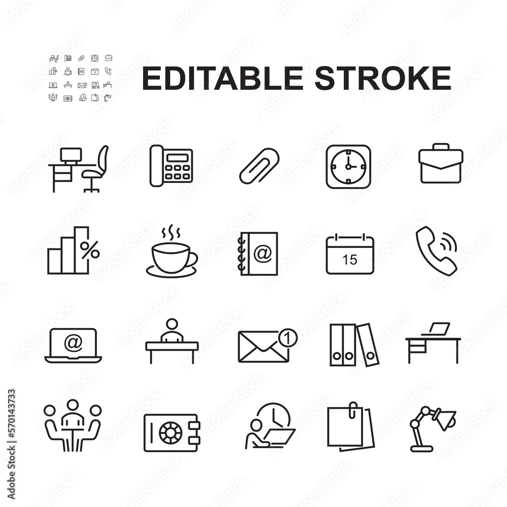 Simple Set of Office Related Vector Line Icons. Contains such Icons as ...