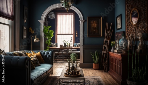 Cozy Beautiful Eclectic mix Interior Design for Your Home: Bold, Colorful, and Unique Style for Room Renovations, Furniture, and Architecture (generative AI)