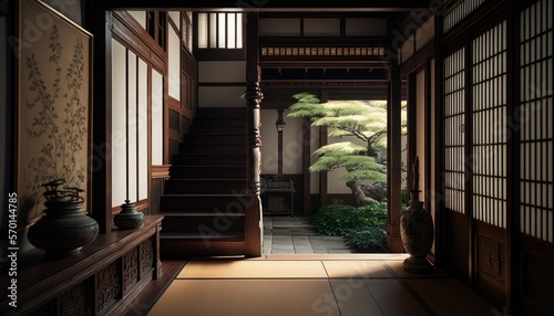 Cozy Beautiful Japanese zen Interior Design for Your Home  Bold  Colorful  and Unique Style for Room Renovations  Furniture  and Architecture  generative AI 