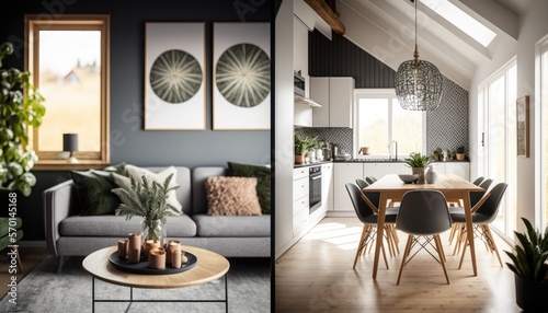 Cozy Beautiful Scandinavian simplicity Interior Design for Your Home  Bold  Colorful  and Unique Style for Room Renovations  Furniture  and Architecture  generative AI 