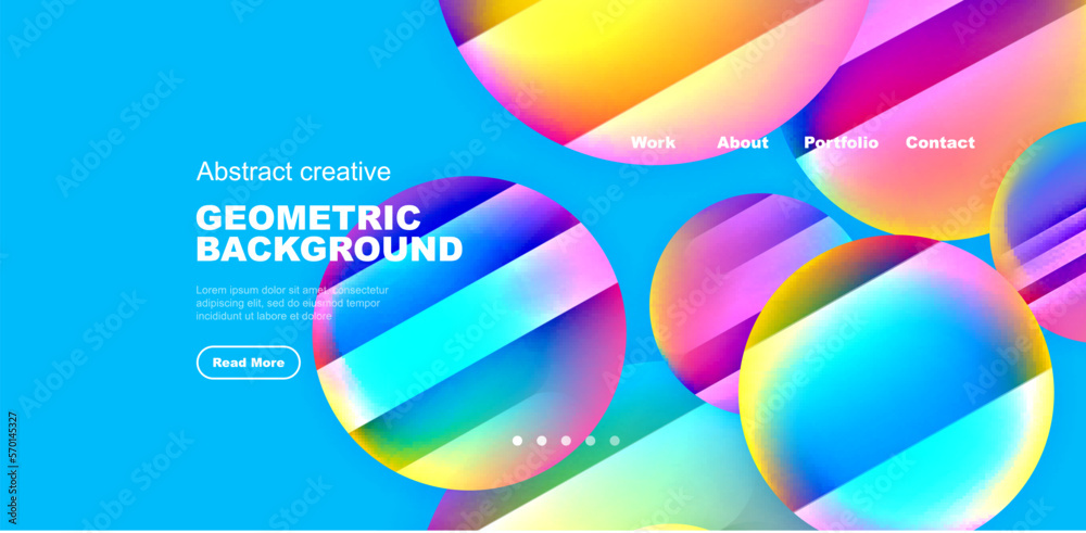 Fototapeta premium Colorful shiny and glossy circles abstract composition with light and shadow effects, geometric vector abstract background