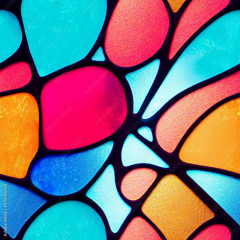 Stained glass window love and hope colours