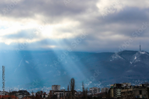 mountain and sun rays